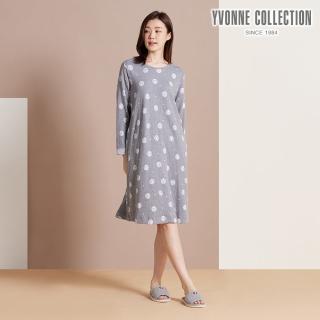 【YVONNE 以旺傢飾】40週年提花長袖洋裝-岩石灰