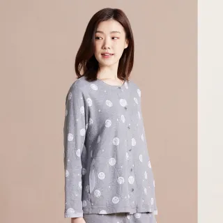 【YVONNE 以旺傢飾】出清品 40週年提花長袖開襟衫-岩石灰