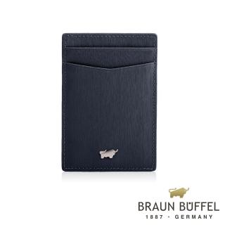 【BRAUN BUFFEL 德國小金牛】臺灣總代理 HOMME-M紳士 4卡直式錢卡夾-深藍(BF306-409-MAR)