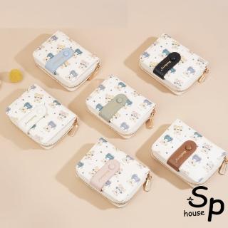 【Sp house】甜美小熊童趣拉鍊多卡位零錢短夾(6色可選)