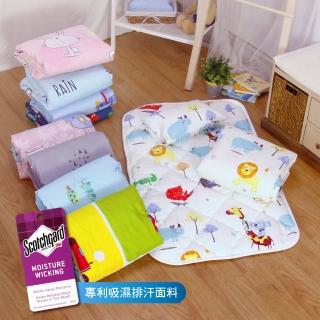 【I-JIA Bedding】臺灣製造-天鵝絨兒童睡墊涼被枕頭超值三件組(多款任選)