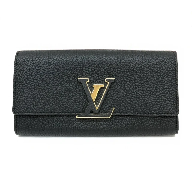 Louis Vuitton 路易威登 M61248 經典Capucines系列Taurillon牛皮信封式翻蓋長夾(黑色)