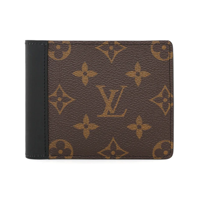 Louis Vuitton 路易威登 M69408 經典Monogram帆布Multiple對開皮革拼接5卡錢包短夾(棕黑色)