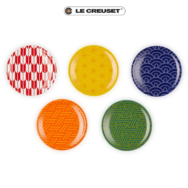 Le Creuset 盒損福利品_瓷器迷你圓盤5入組(日式圖騰)