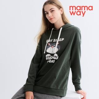 【mamaway 媽媽餵】迪士尼魯斯佛休閒連帽孕哺上衣(孕婦裝 哺乳衣)