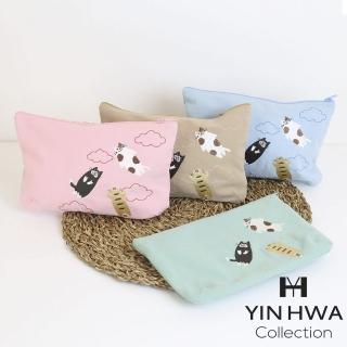 【YIN HWA 盈樺】HIKOSEN CARA貓 甜美俏皮貓貓刺繡圖案化妝包