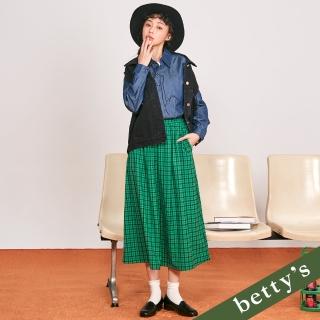 【betty’s 貝蒂思】腰鬆緊文青格紋口袋長裙(綠色)