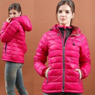 【戶外趣】女款歐規極地水鳥羽絨JIS90/10 Extra輕量連帽羽絨外套(PL-1602 蘭花色)