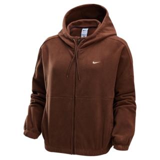 【NIKE 耐吉】外套 女款 運動連帽外套 搖粒絨 AS W NK ONE TF FZ HD POLAR GCE 棕色 HQ4878-259