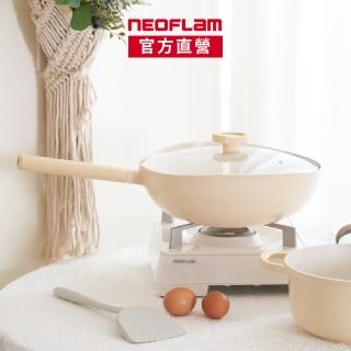【NEOFLAM】Creamy系列32cm炒鍋(IH爐可用鍋/非鐵氟龍不沾塗層/含玻璃蓋)