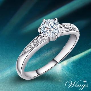 【WINGS】戒指 雅緻時尚款 八心八箭方晶鋯石擬真鑽戒(精鍍白K金 送禮 禮盒 女生禮物 生日 聖誕)