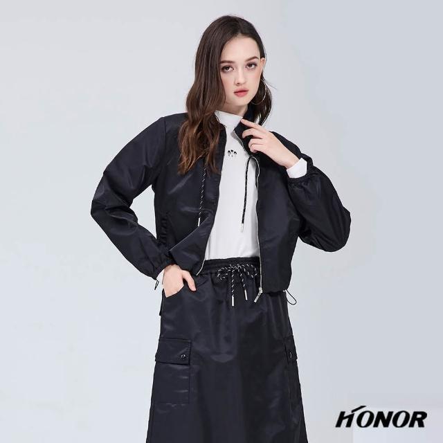 【HONOR 山形屋】簡約抽繩拉鍊短版外套-黑