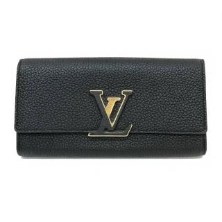 【Louis Vuitton 路易威登】M61248 經典Capucines系列Taurillon牛皮信封式翻蓋長夾(黑色)