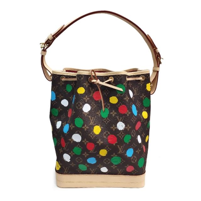 【Louis Vuitton 路易威登】M46394 草間彌生LV x YK Noe手提/斜背Monogram帆布束繩水桶包(全新展示品-彩色)
