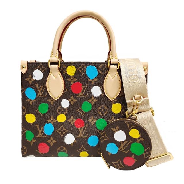 LV LOUIS VUITTON路易威登 M46380 聯名YK ONTHEGO PM系列經典Monogram帆布手提/斜背包