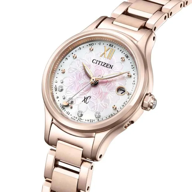 【CITIZEN 星辰】xC系列 櫻花粉蝶貝光動能優雅腕錶/27mm(ES9497-88X)