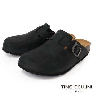 【TINO BELLINI 貝里尼】義大利牛皮懶人鞋FZ0B001-1(黑)