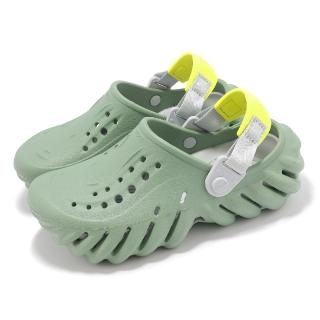 【Crocs】洞洞鞋 Echo Clog K 中童 苔癬綠 波波小克駱格 小朋友 涼拖鞋 休閒鞋 卡駱馳(208190308)