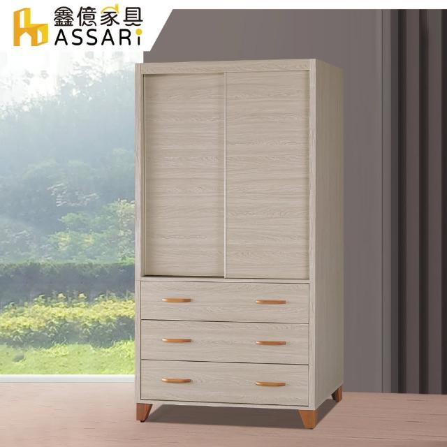 【ASSARI】艾力3.5尺推門衣櫃(寬106x深58x高201cm)