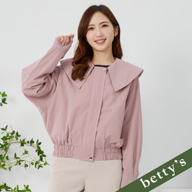 【betty’s 貝蒂思】率性大翻領下擺鬆緊薄外套(粉色)