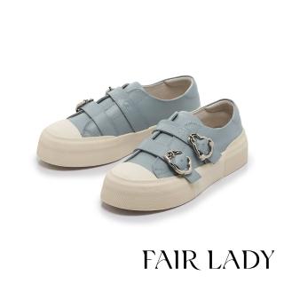 【FAIR LADY】日本京都聯名 HAPPYFACE 馬卡龍色系雙帶厚底休閒鞋(淺藍、5G2955)