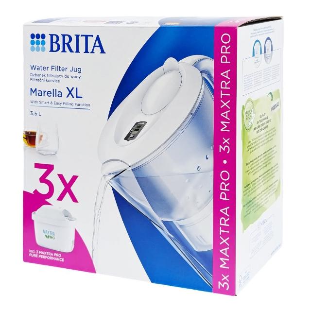 【BRITA】歐洲原裝進口Marella XL FILTER WITH MAXTRA PRO 濾水壺3.5L+PRO濾芯3入(共1壺3芯/平行輸入)