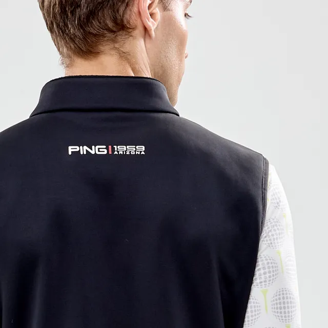 【PING】男款蓄熱保暖高彈力針織背心-灰(日本素材/GOLF/高爾夫/PB24212-86)