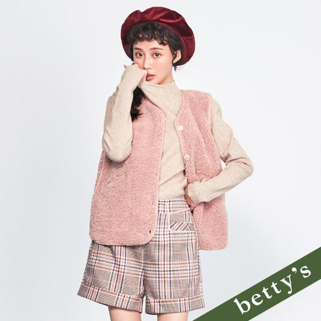 【betty’s 貝蒂思】腰鬆緊格紋高腰短褲(卡其)