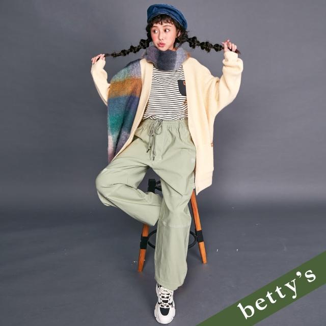 【betty’s 貝蒂思】腰鬆緊抽繩壓線工裝直筒褲(淺綠)