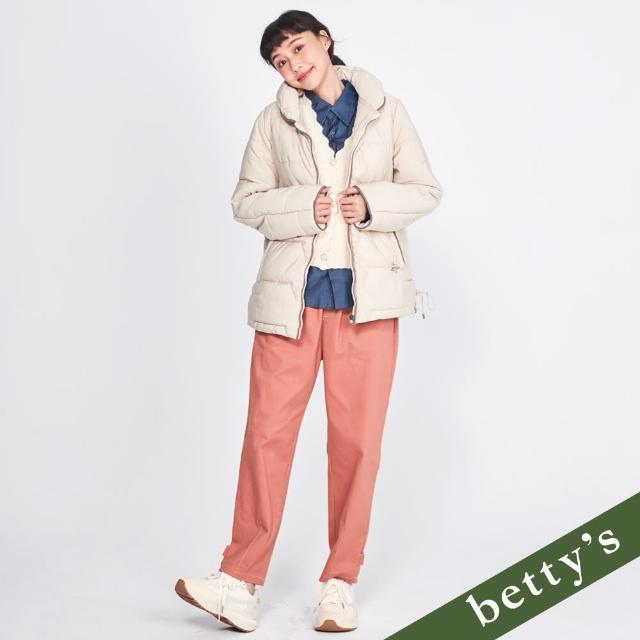 【betty’s 貝蒂思】腰鬆緊抽繩跳色壓線休閒褲(橘色)