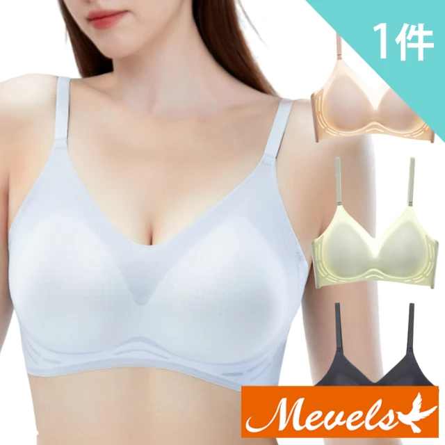 Mevels 瑪薇絲 1件組 輕氧透薄果凍條無鋼圈內衣/無痕內衣/女內衣(4色 M/L/XL)