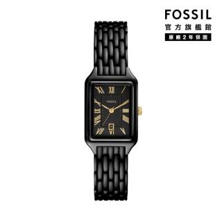 【FOSSIL 官方旗艦館】Raquel 復古女伶羅馬數字指標手錶 黑色不鏽鋼鍊帶 23MM ES5385