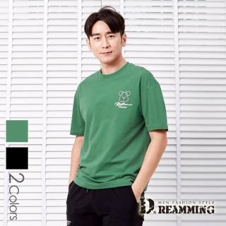 【Dreamming】小熊字母印花彈力棉質休閒圓領短T 親膚 透氣(共二色)