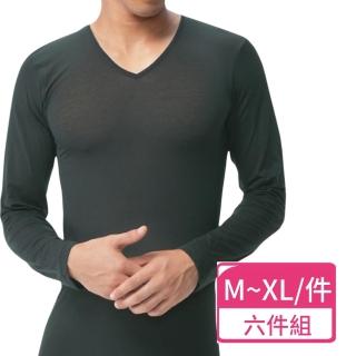 【PROMAN 豪門】速熱暖絨V領長袖衫 6件組(發熱內衣 保暖內衣 發熱衣)