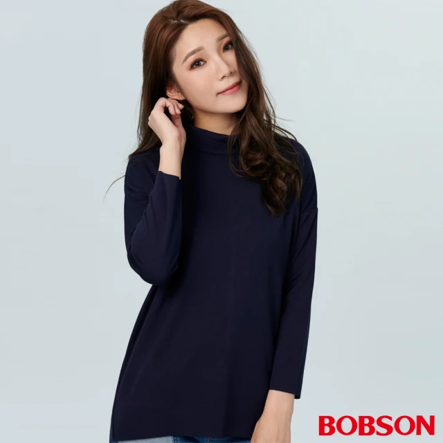 BOBSON 女款反褶高領上衣(38083-53)