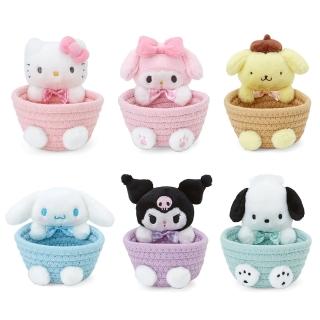 【SANRIO 三麗鷗】玩偶造型編織風收納籃 置物籃 S