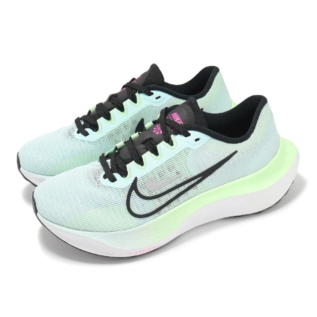 NIKE 耐吉 慢跑鞋 Wmns Zoom Fly 5 女鞋 綠 黑 輕量 回彈 厚底 運動鞋(DM8974-401)