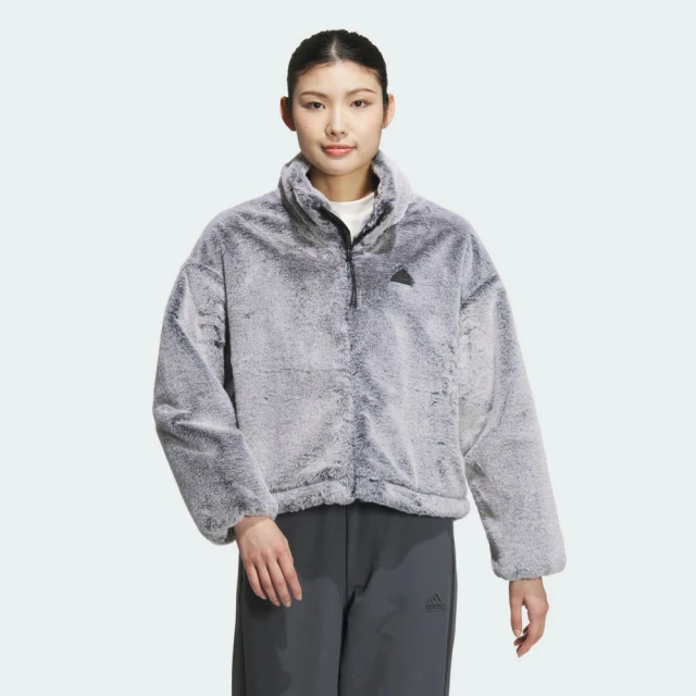 adidas 愛迪達 外套 女款 立領外套 毛毛外套 運動 WARM JKT 灰 JJ1081