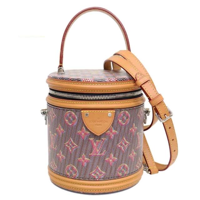 LV LOUIS VUITTON路易威登 M55457 秀款 CANNES 拼色手提/肩背圓桶包