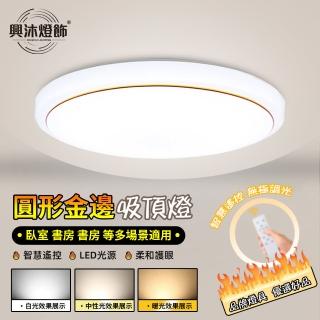 【XINGMU 興沐】簡約創意led吸頂燈圓形平板燈(節能環保/智慧遙控/無極調光)