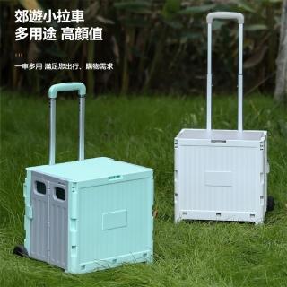 【LEZUN 樂尊】買菜小推車便攜可折疊升級八輪購物車(小拉車 搬運車 露營車 拉桿車)