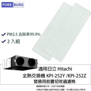 【PUREBURG】2入組-適用Hitachi日立KPI-252Y KPI-252Z全熱交換機/空氣過濾箱 新風機前置過濾棉 初效濾網