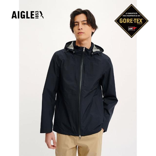 【AIGLE】男 GORE-TEX 輕量防水透氣外套 AG-4P131A100 黑色(男外套 防水透氣外套 Goretex)