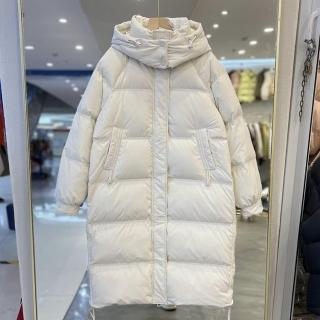 【米蘭精品】現貨+預購 真羽絨90%鴨絨羽絨外套羽絨衣長版連帽大衣(時尚輕盈保暖舒適女夾克5色74ip16)