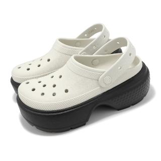 【Crocs】洞洞鞋 Stomp Clog 男鞋 女鞋 亞麻白 黑 雪屋克駱格 厚底 涼鞋 休閒鞋 卡駱馳(2093471HR)