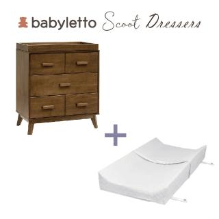 【babyletto】Scoot 三層收納櫃&可拆卸尿布臺(+尿布墊超值組合-核桃木色)