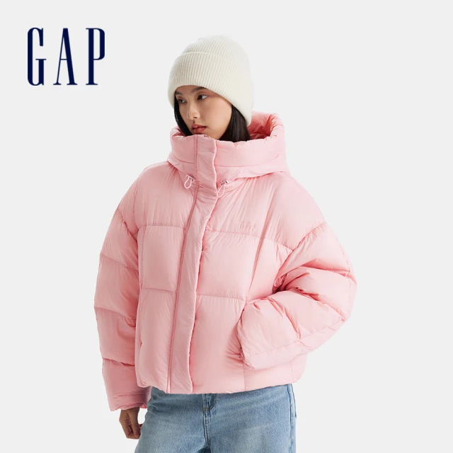 GAP 女裝 Logo連帽羽絨外套-粉色(605987)