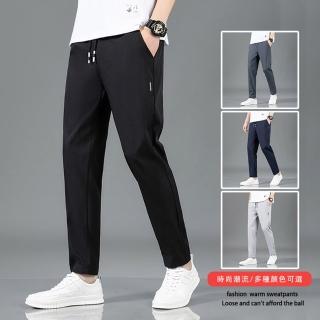 【D.studio】韓版冰絲休閒彈性透氣直筒運動長褲(長褲男男裝褲子男休閒褲休閒長褲運動褲有大尺碼 P277)