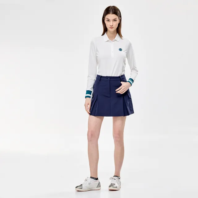 【PING】女款抽針領高爾夫薄長袖POLO衫-白(GOLF/高爾夫球衫/RA24205-73)