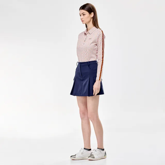 【PING】女款球桿菱格高爾夫薄長袖POLO衫-橘(活麗紗/GOLF/高爾夫球衫/RA24203-25)